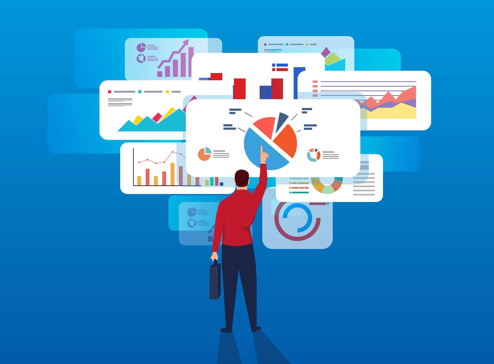 Businessman analyzes page data